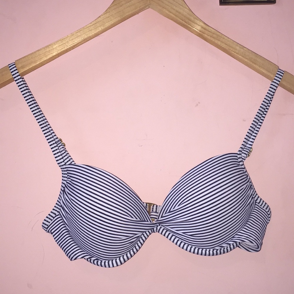 Push-up Navy Striped Bikini Top